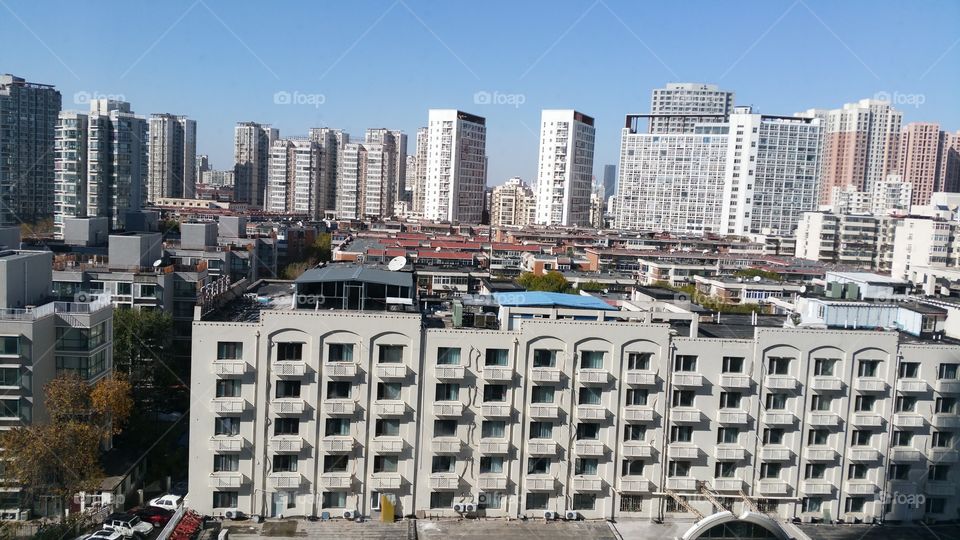 City over the window