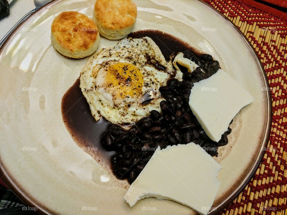Eggs, Black Beans, Baby Biscuits with Borden Fresh Queso
