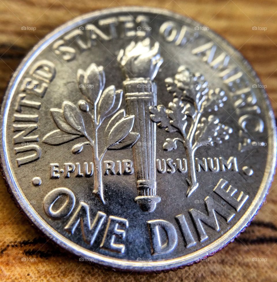 Macro shot of a dime 