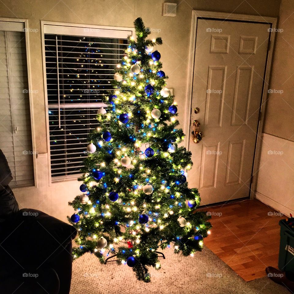 Blue and White Christmas Tree
