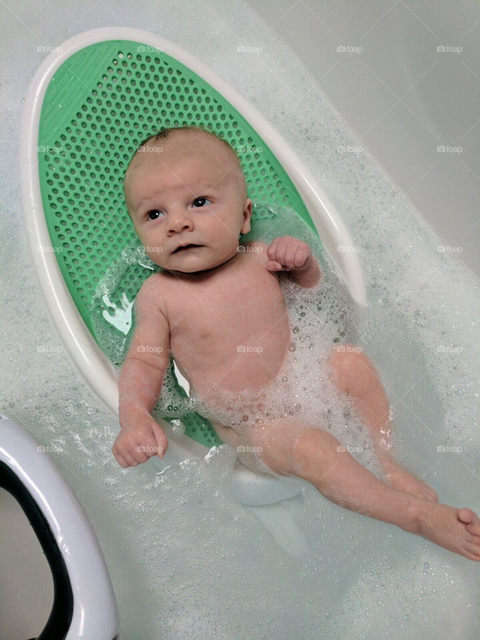Baby Oliver in the bath. 