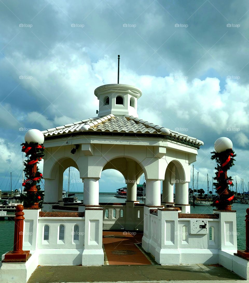 Decorated gazebo on Corpus Christi Bayfront