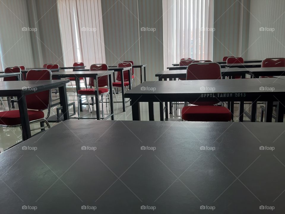 An empty modern large classroom