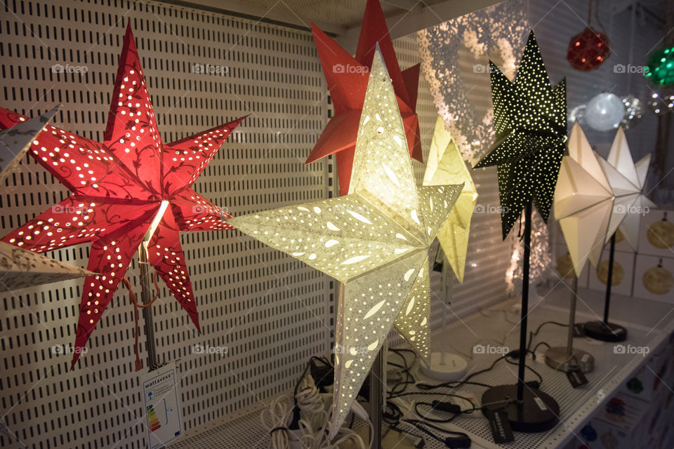 Christmas decorations in a swedish store.