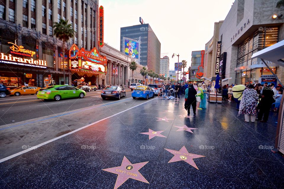 Walking down the Hollywood strip 