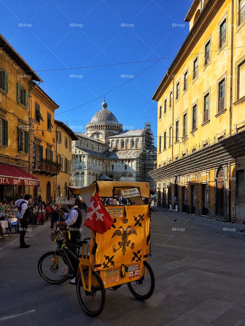 Biking along in Pisa