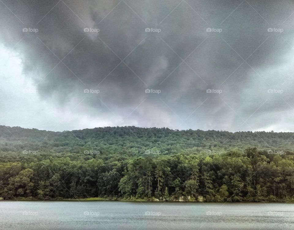 mean storm over mountain lake