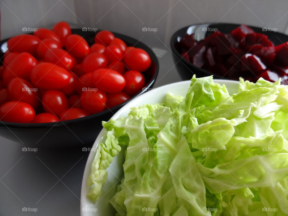 Fresh and colorful salad ingredients