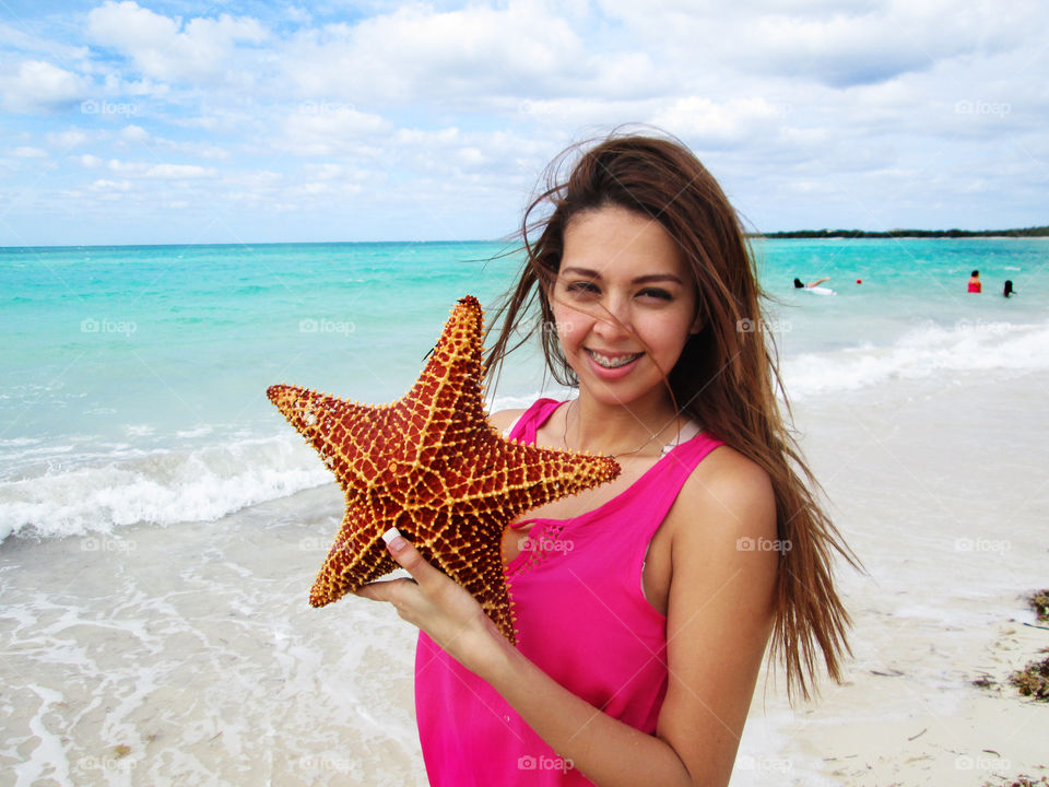 sea star. she love this sea star and happines full times on the beach