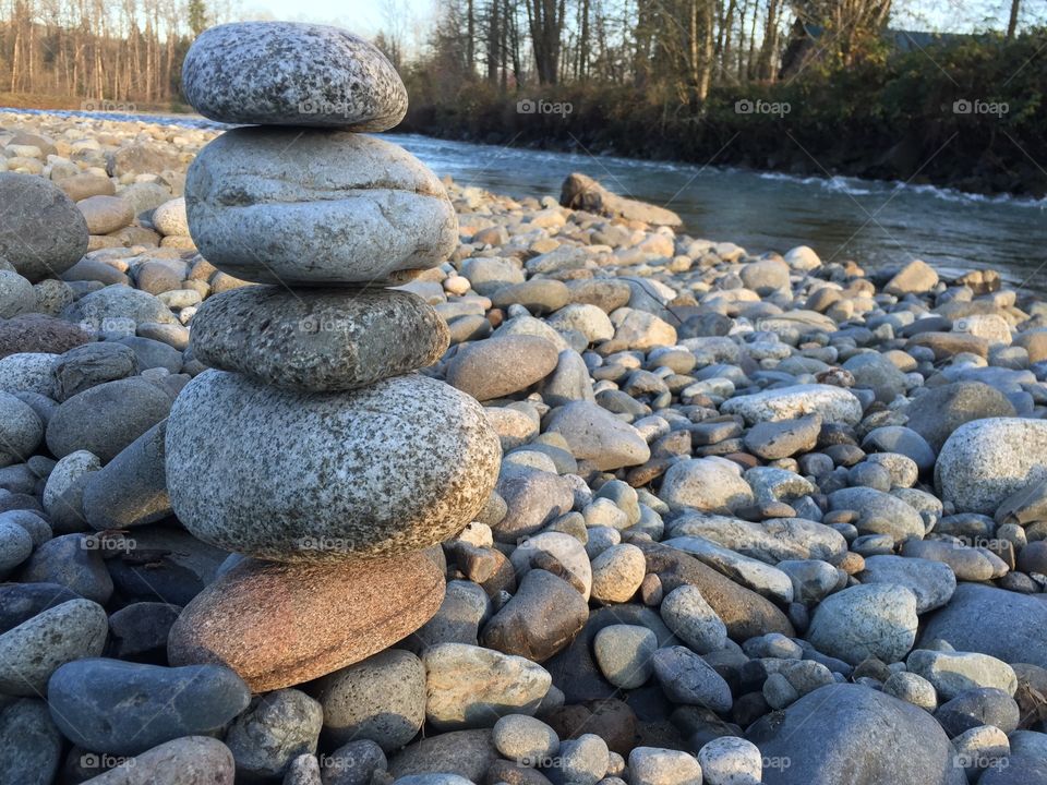 Stacked river rock zen 