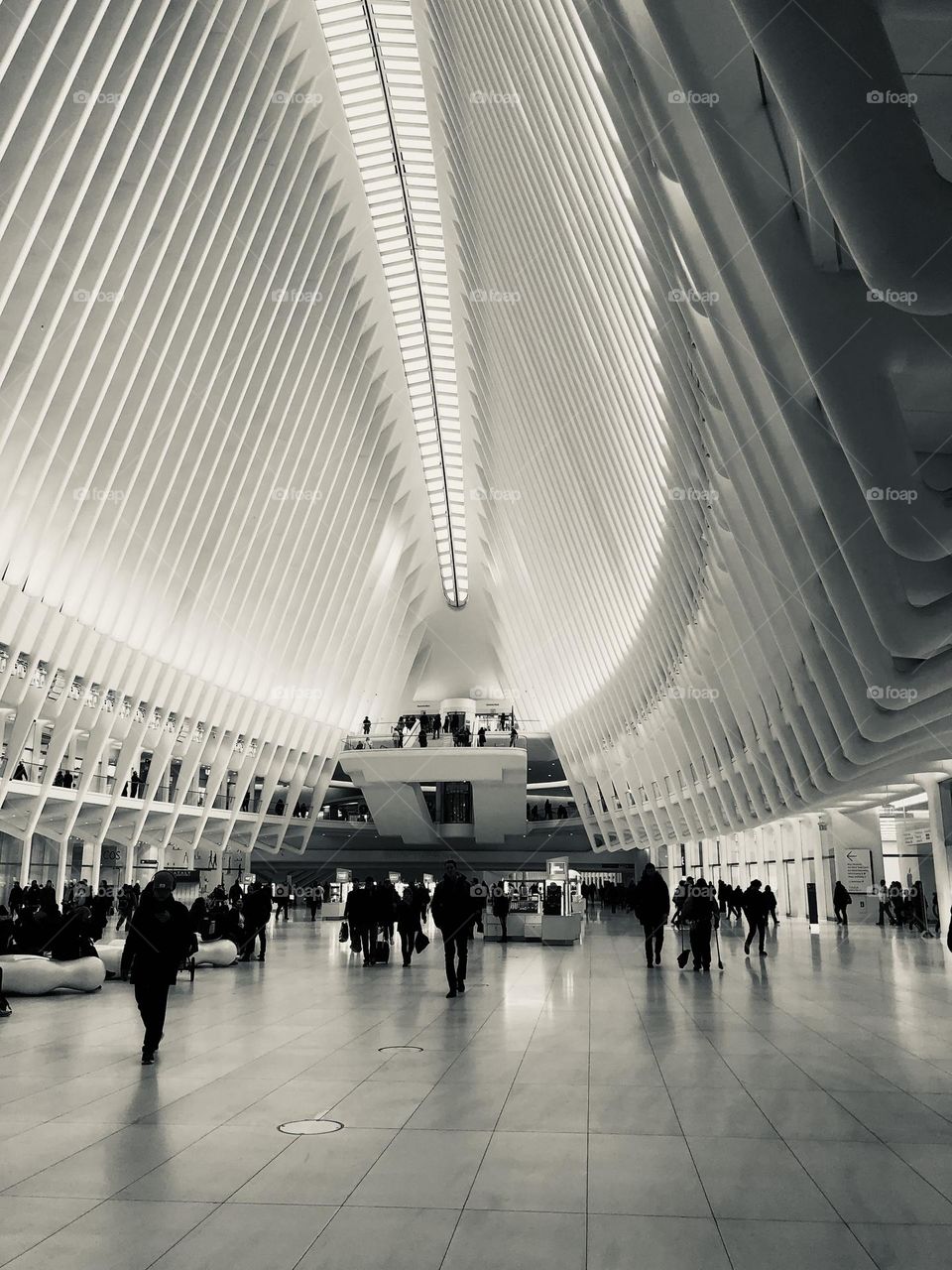 One World Trade Center inside architecture, black and white architecture, geometry in architecture 