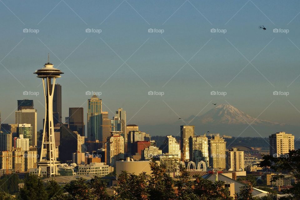 Seattle and Mt Rainier
