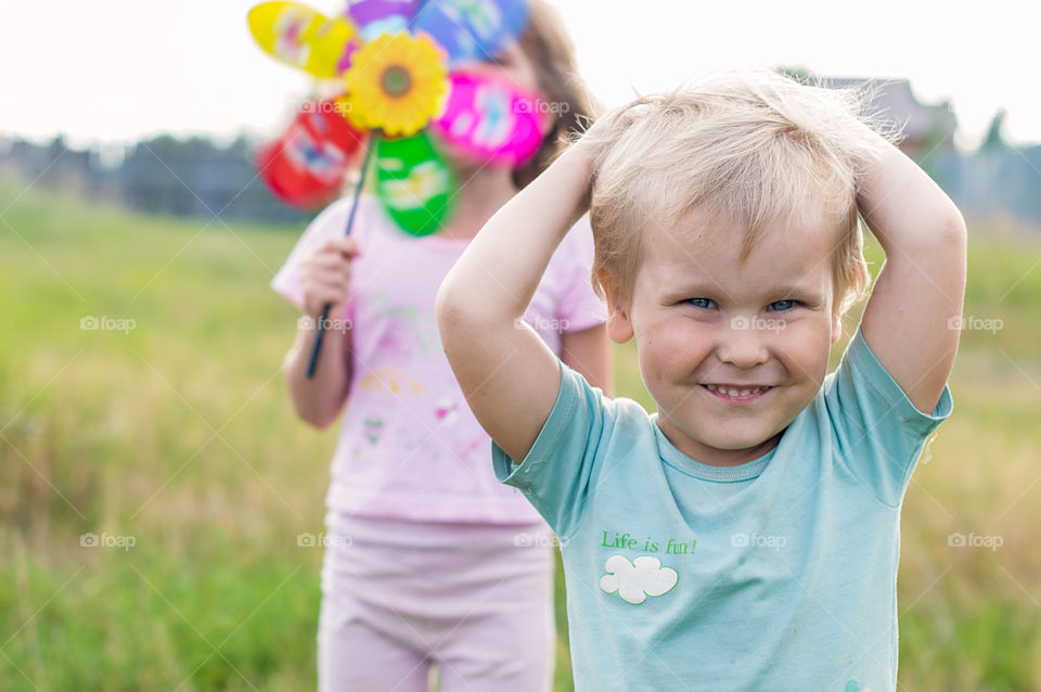 Life is fun, positive portrait of a boy