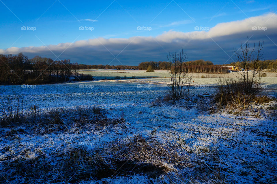 Winter sun over the fields