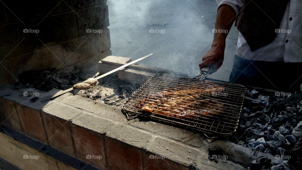 Almost ready, grilled fish