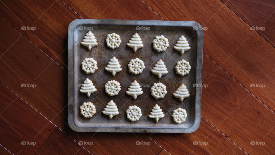 Holidays themed baked cookies