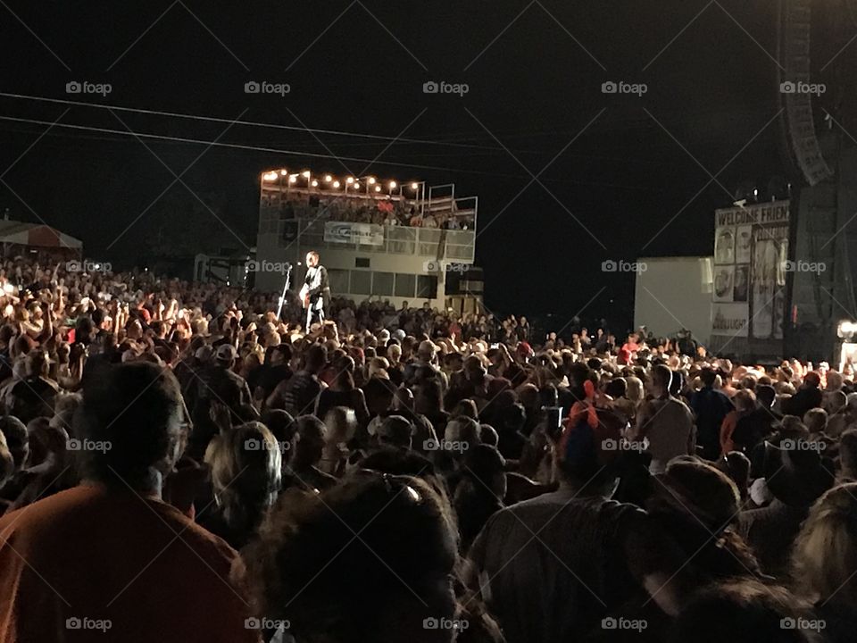 Eric Church at country concert in Ohio at night 