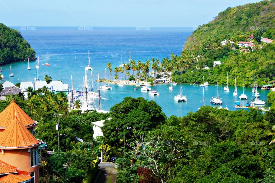 High angle view of a caribbean sea