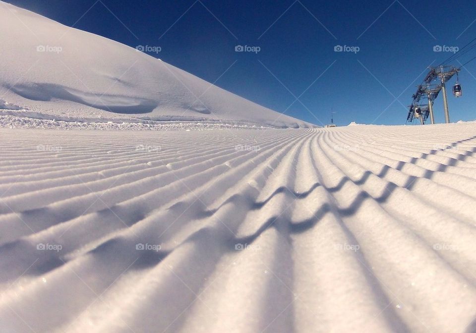 Groomed snow path