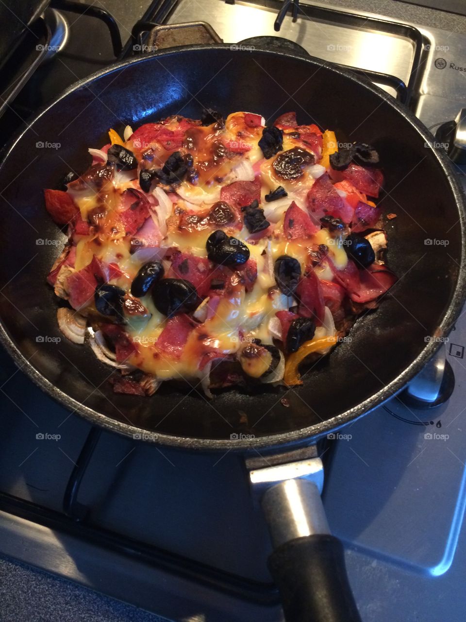 Crustless pizza. Everything but the base. Literally. 