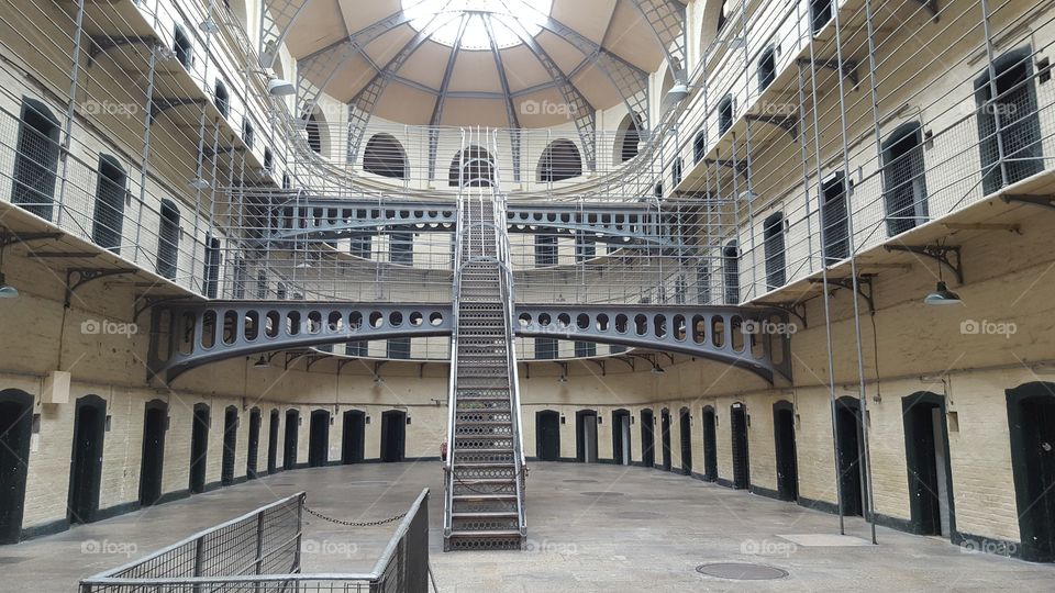 Kilmainham Gaol in Dublin, Ireland. The former jail is a museum and has often been used in films such as The Italian Job.