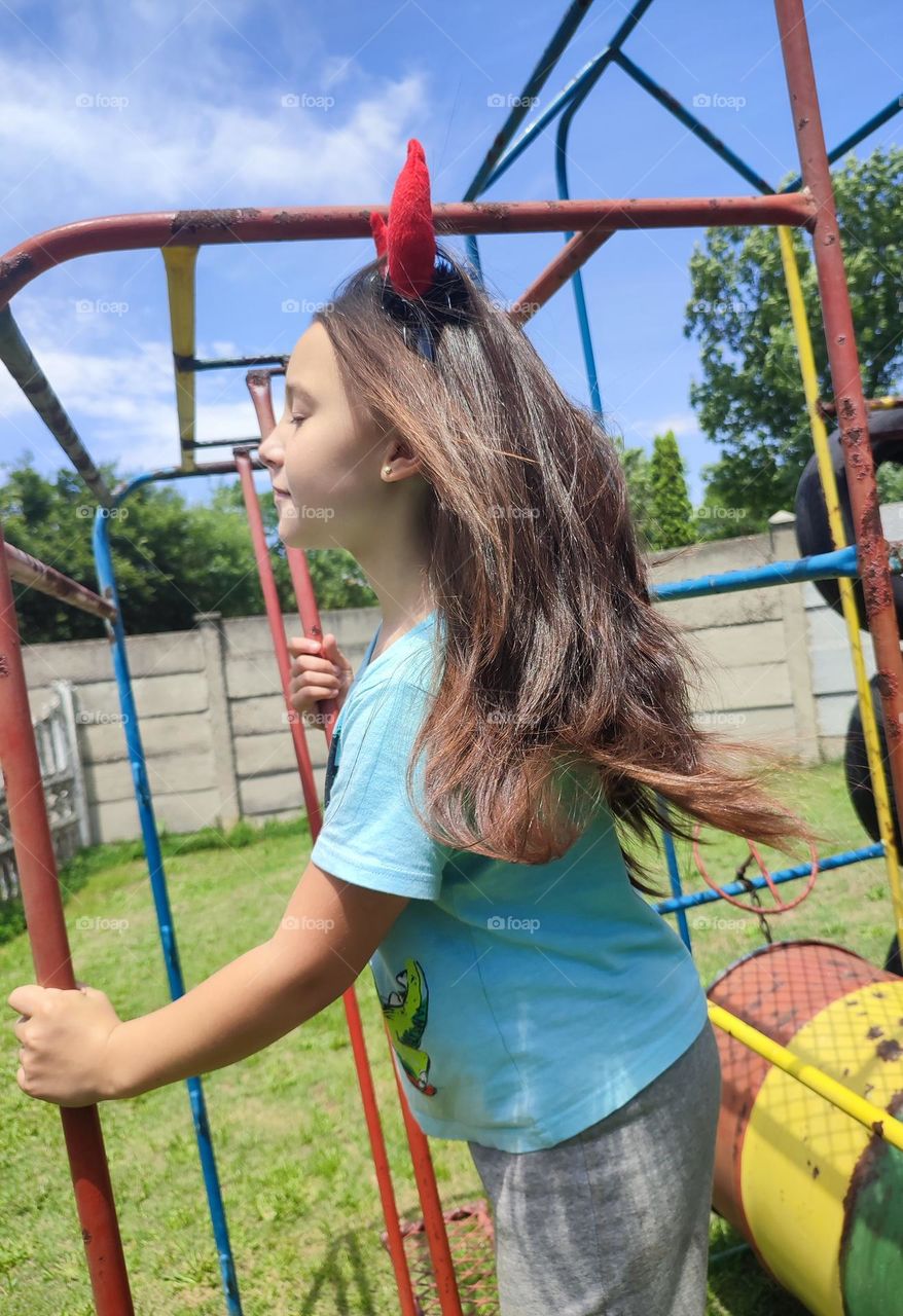 Hair blowing in the wind