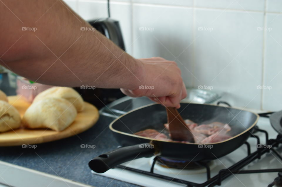 Men preparing breakfast