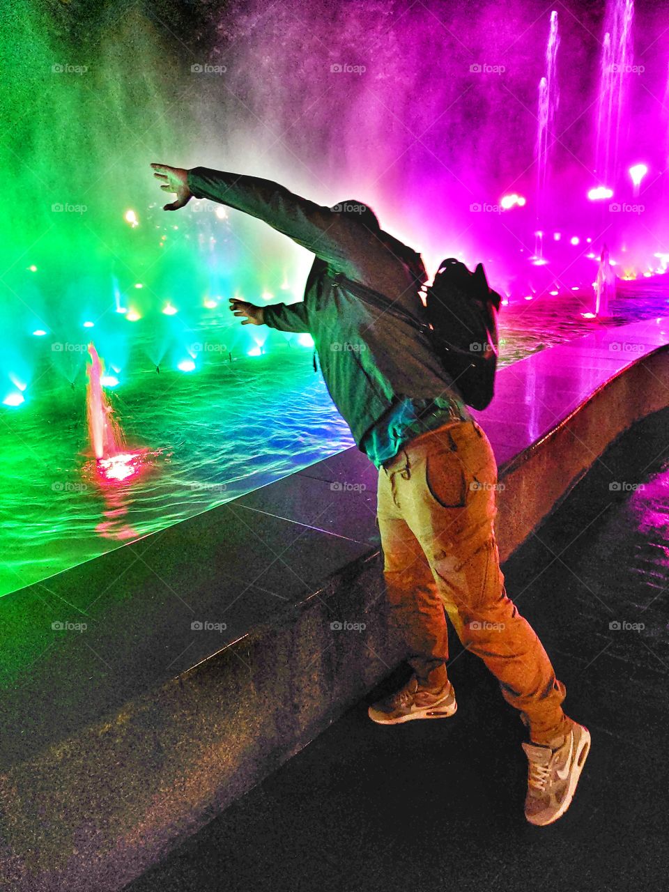 Multicolored fountain in Kharkov