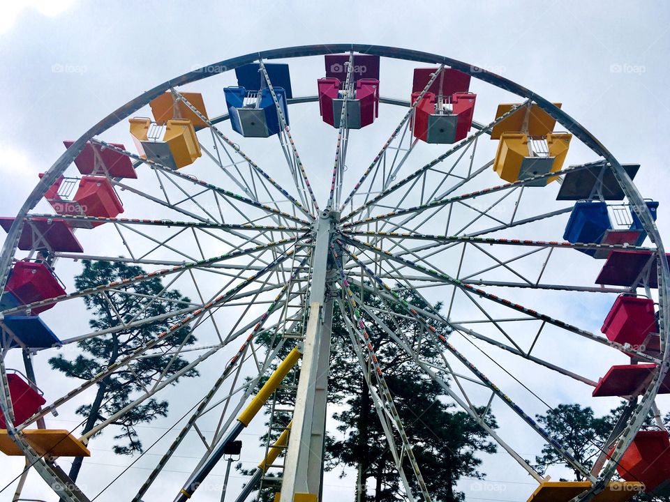 Colorful Ferris wheel at the amusement park 