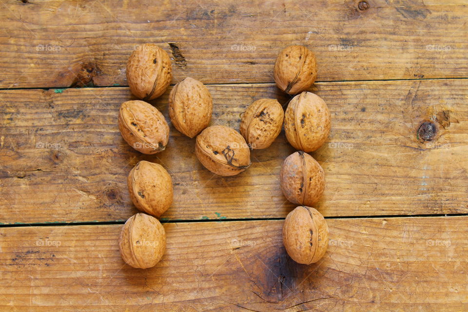 letter M from Walnuts