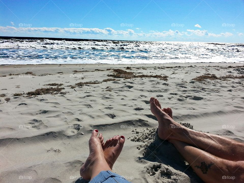 relaxing on the beach