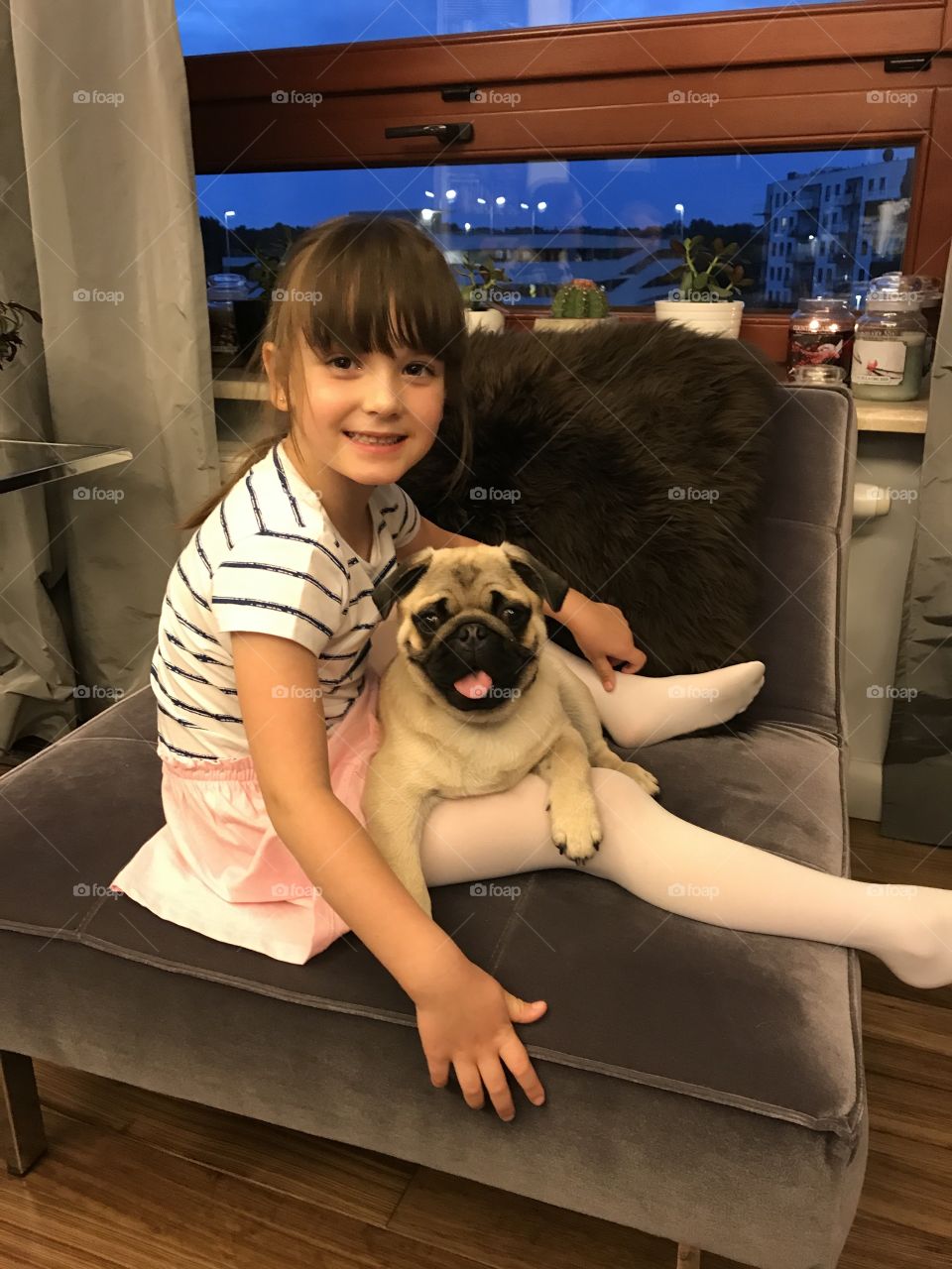 Small girl and dog