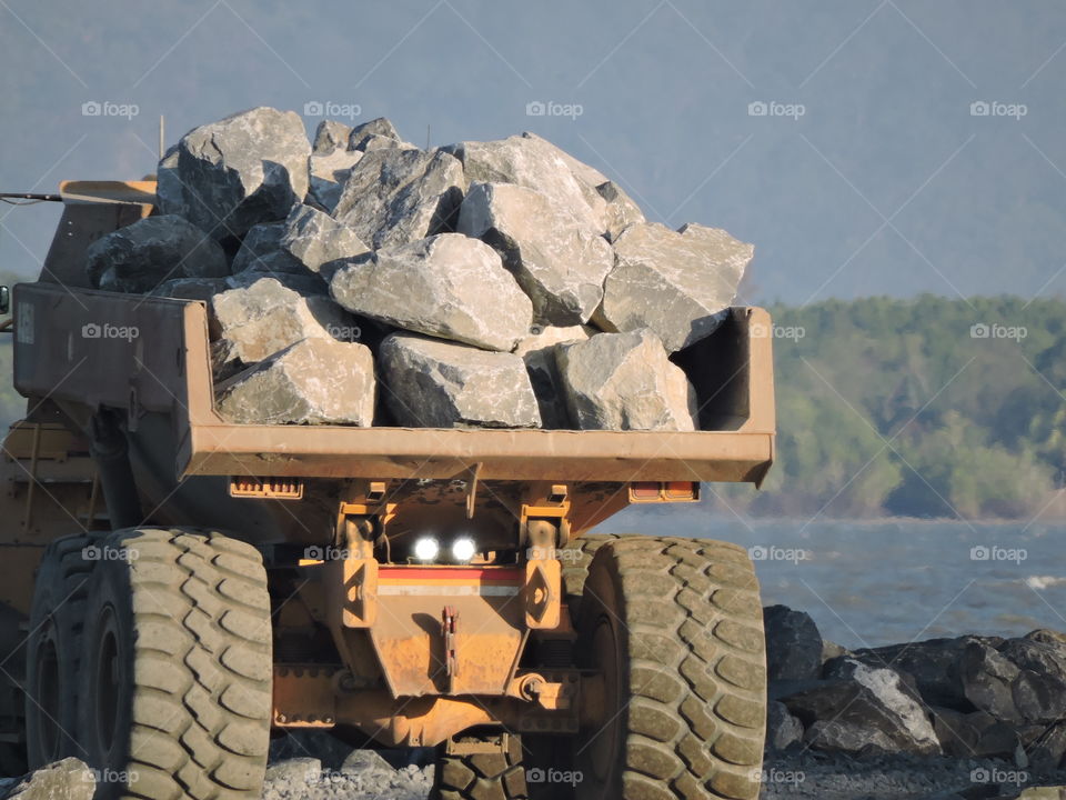 truck with big rocks