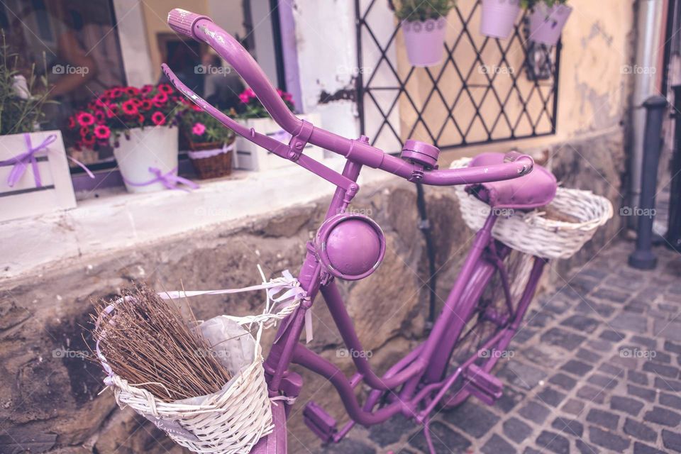 Purple bike in Szentendre, Hungary