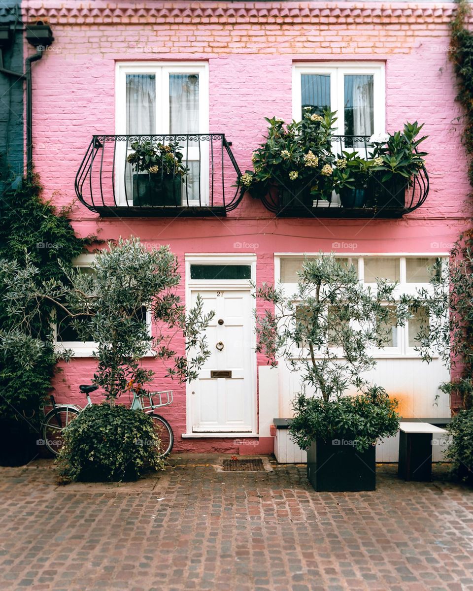 A pink house in London