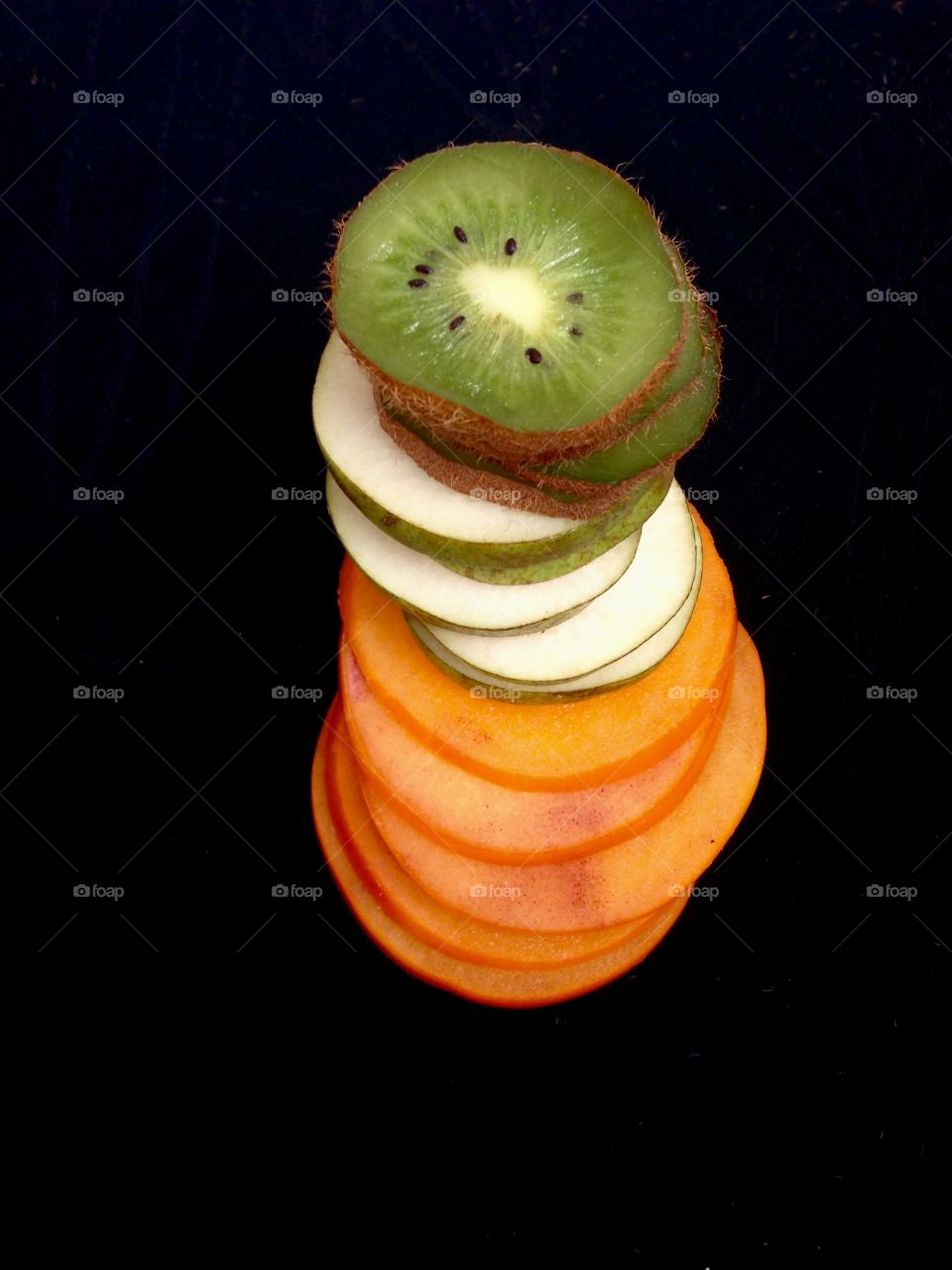 Fruits sliced as a tower 