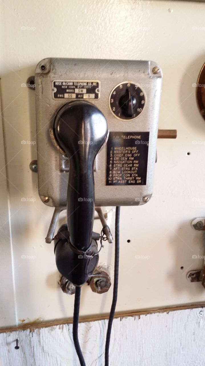 vintage phone on sailing ship