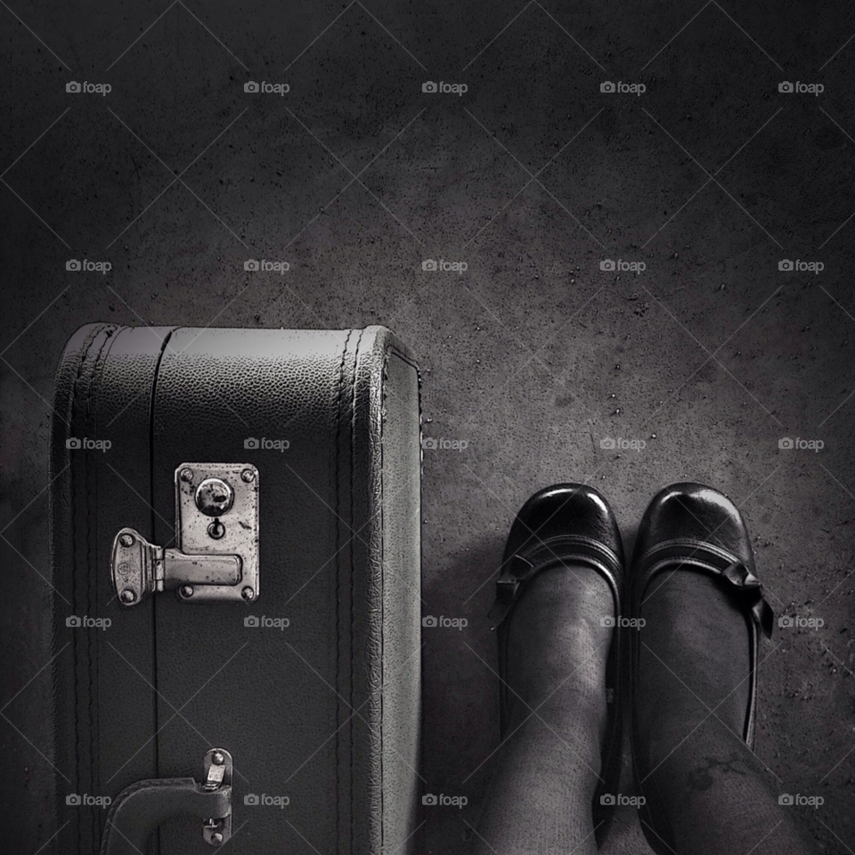 travel vintage suitcase leaving by manicmother