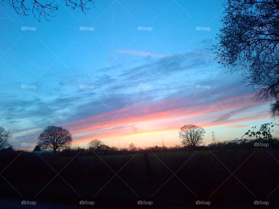 English winter sunset.