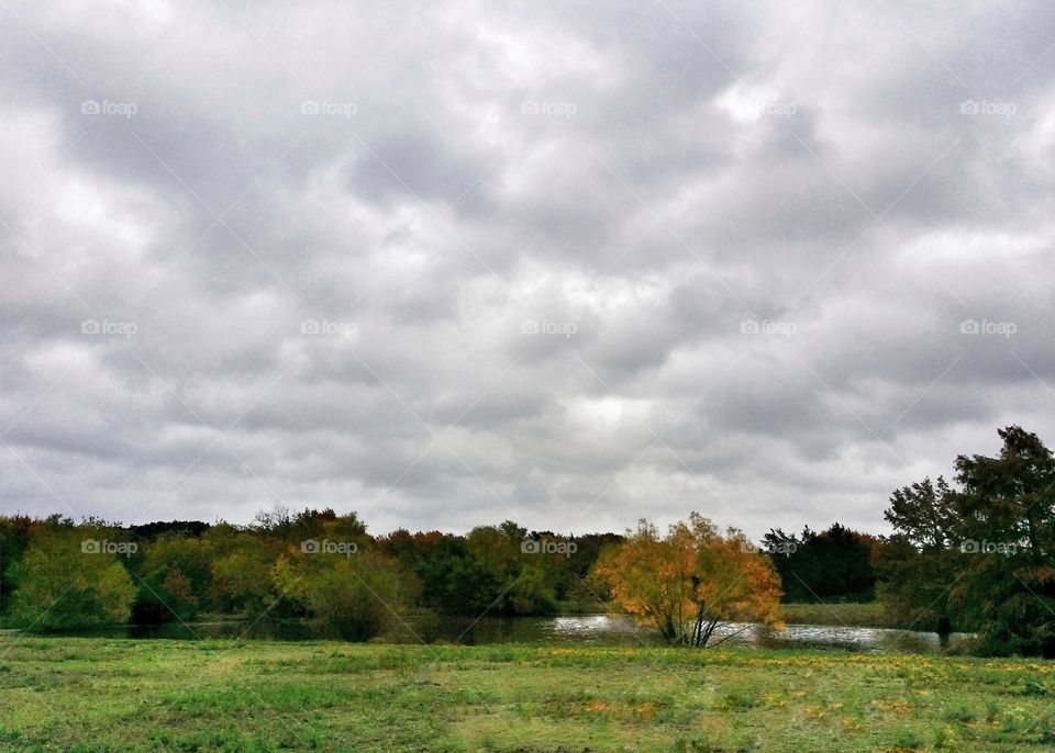 Beautiful fall day in Texas with a sky full of clouds