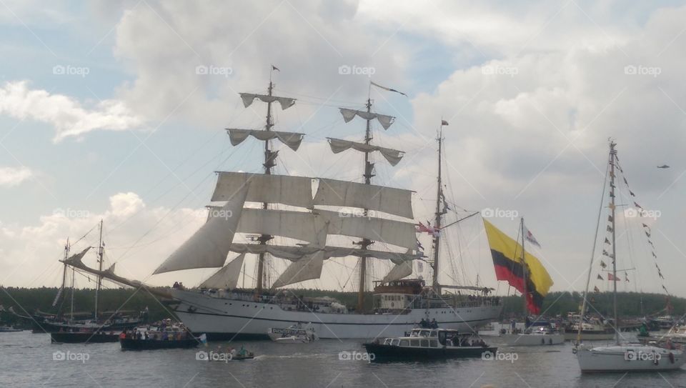 Sail Amsterdam. Classic Sailing ships through Noord Hollands Canal