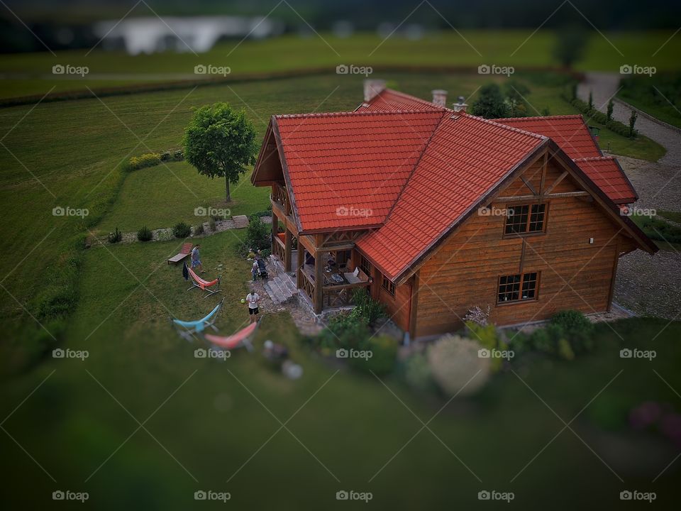 House in the country drone view