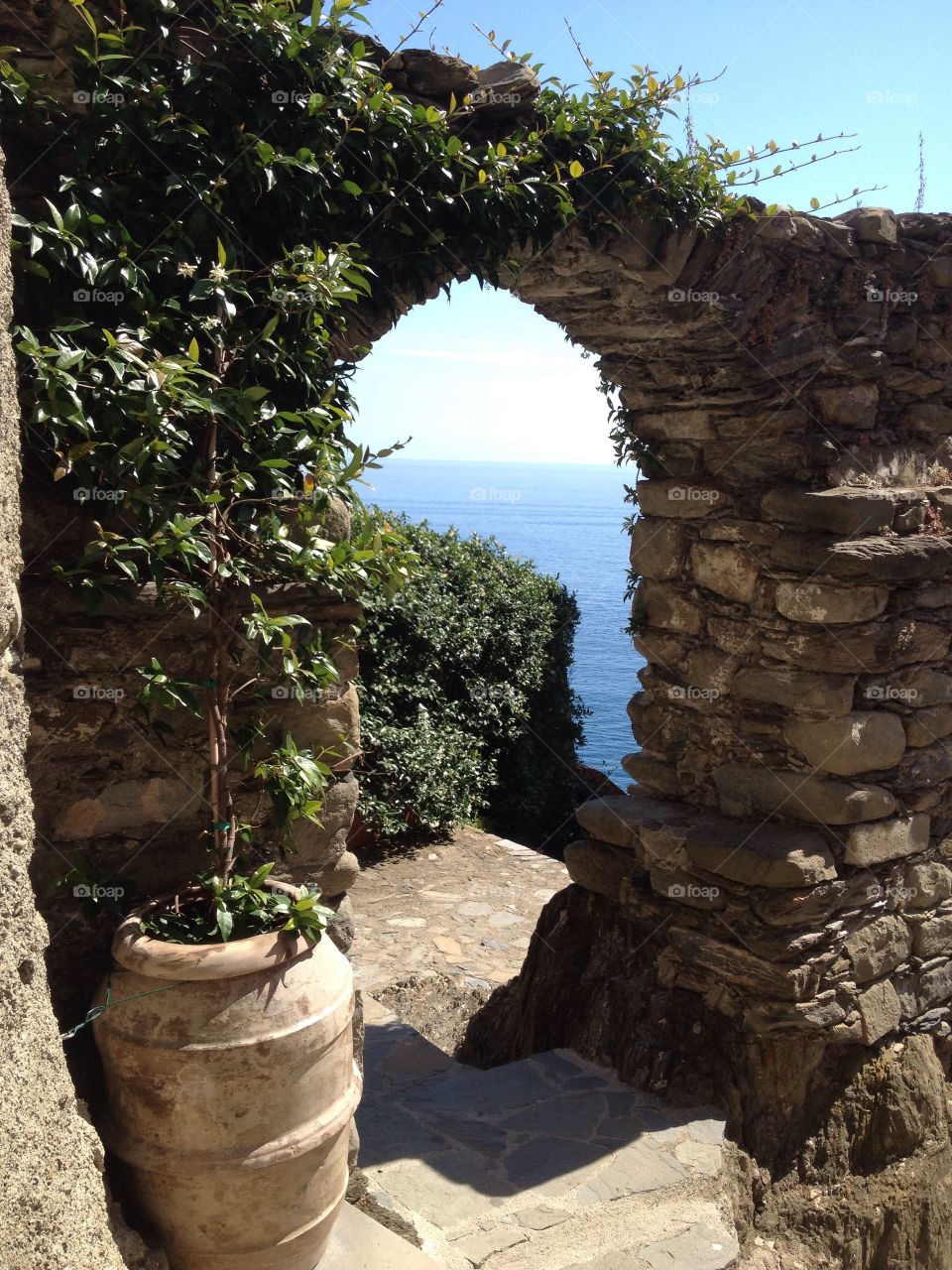 Distant view of sea from the castle