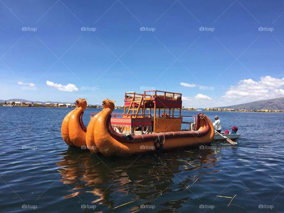 Gondola Peru . Beautiful Gondola on lake titicaca 