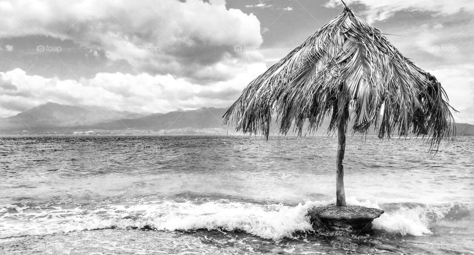 beach in paradise black and white