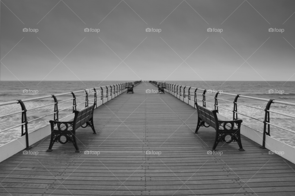sky sea pier bench by rich0710