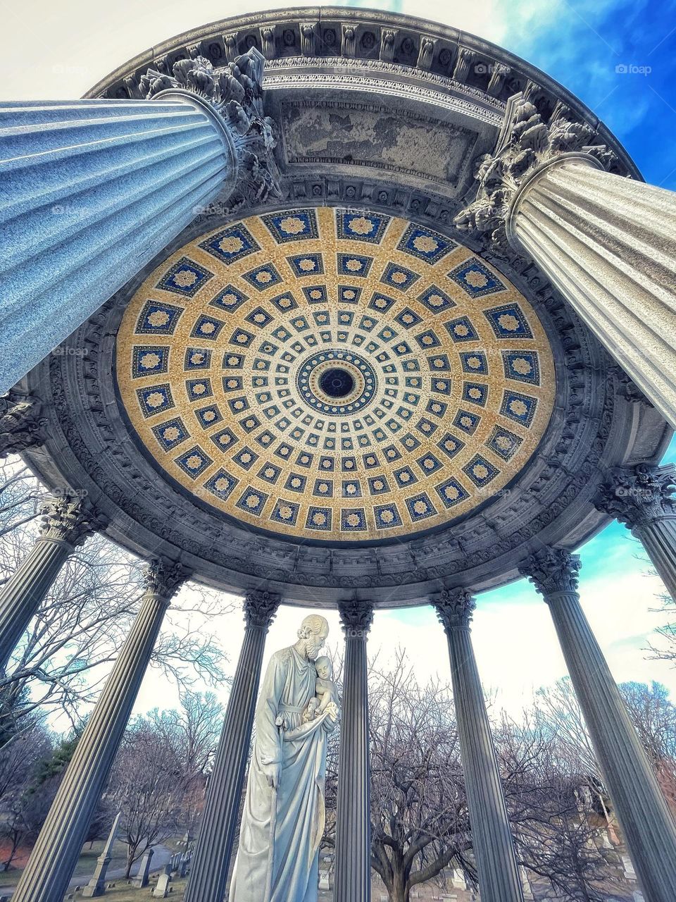 Mosaic ceiling of a cemetery mausoleum 