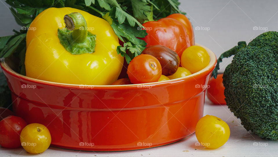 vegetables on a white background