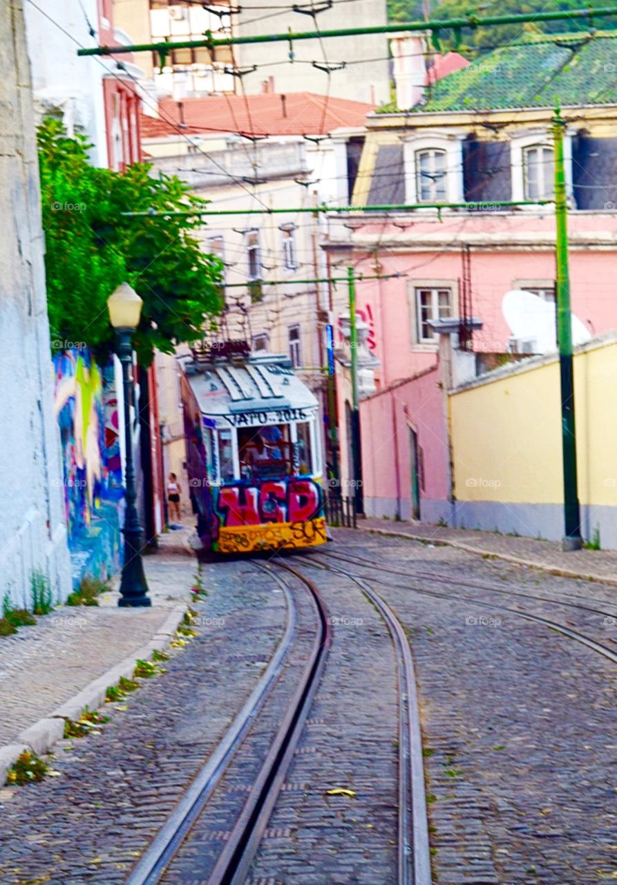 Funky colourful tram 