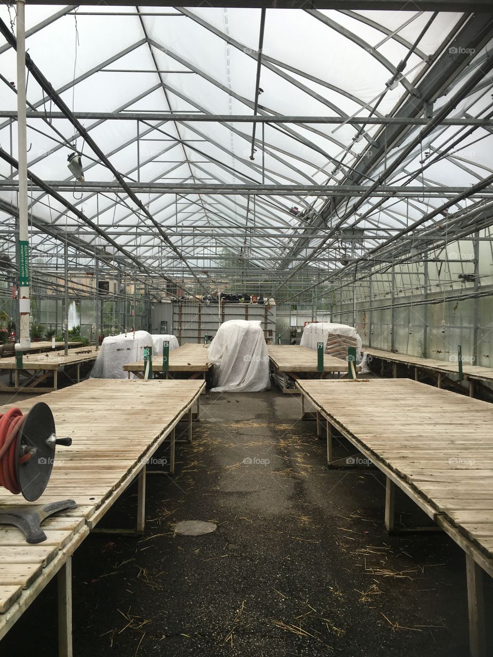 Empty greenhouse at the end of summer